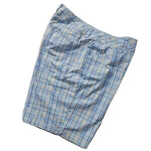Women's Flat Front Madras Plaid Chino Shorts 20W